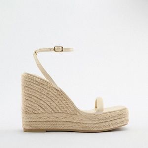 NWT Zara Leather Wedge Sandal